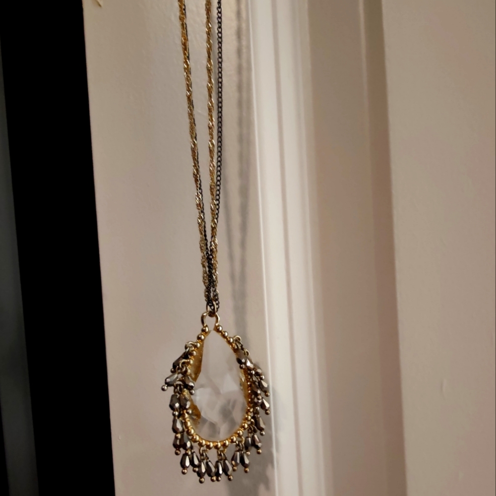 Gold and Silver Long Hanging Necklace